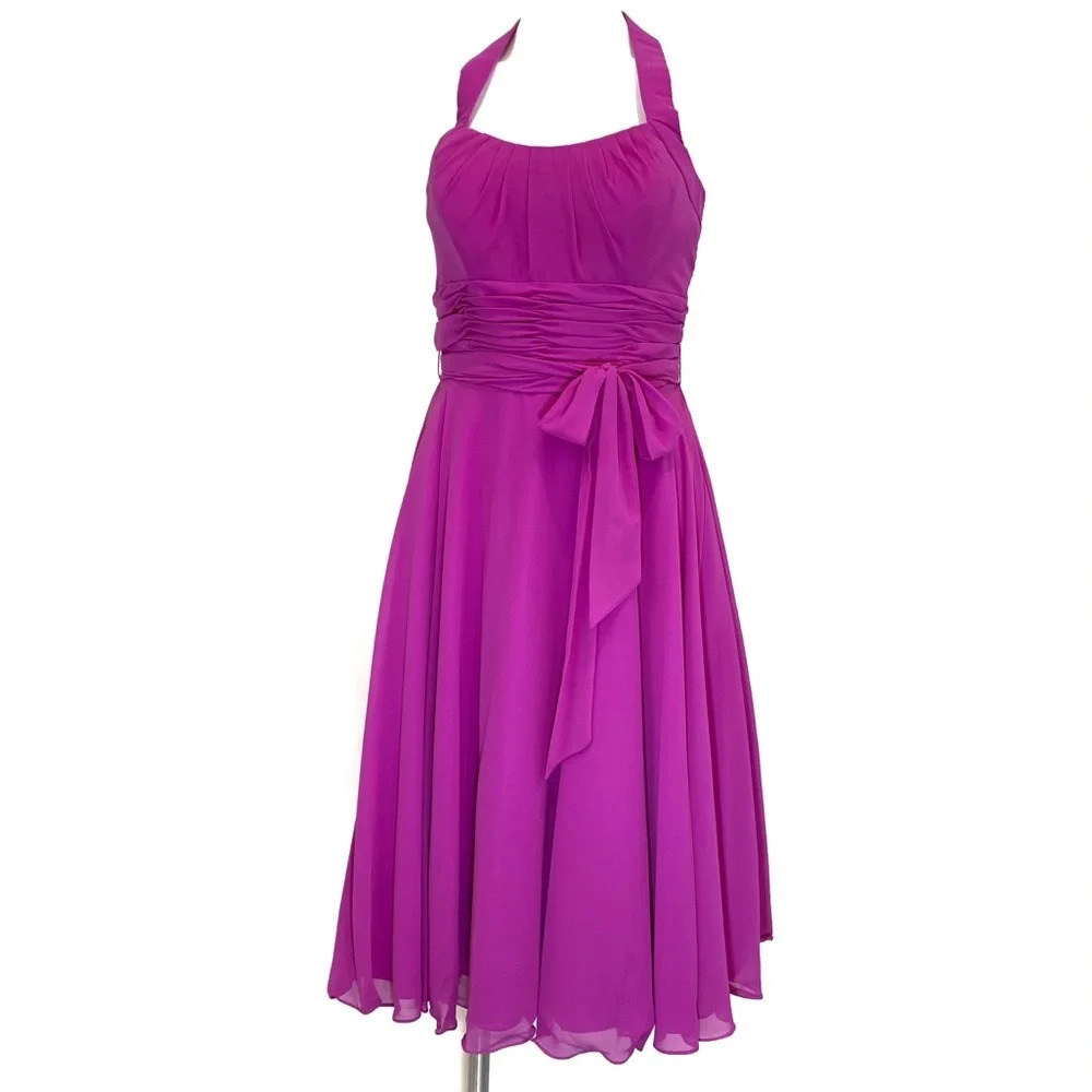 Mori Lee Knee Length Halter Chiffon Dress NWT